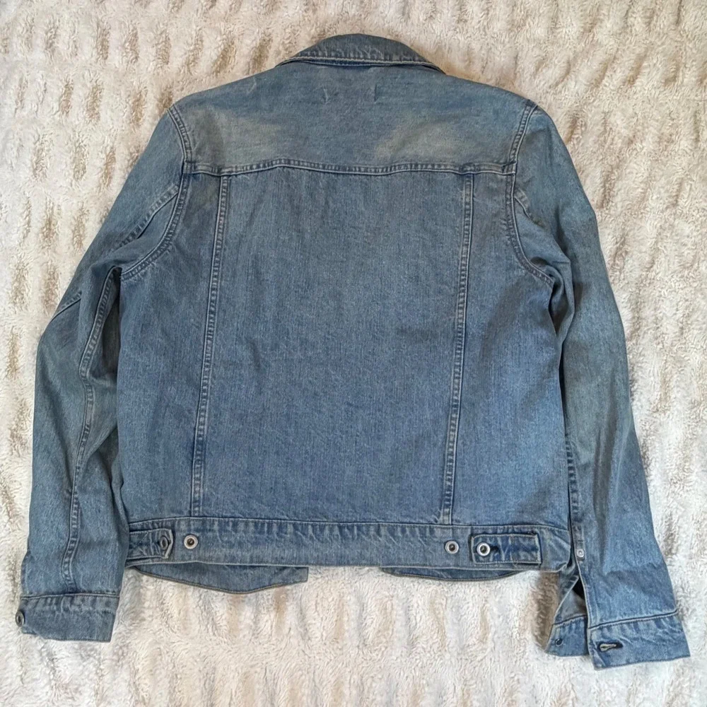 H&M L.O.G.G. Mens Denim Trucker Jacket Medium Wash Blue Cotton Large 0254843 3